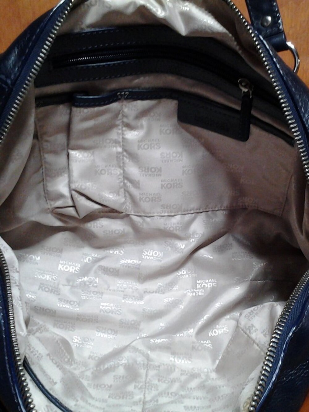Michael Kors Blue Astor Studded Leather Satchel Bag - Picture 3 of 5